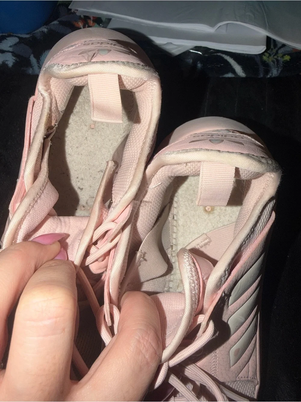 adidas Women’s Light Pink Athletic Sneakers with Signature Stripes